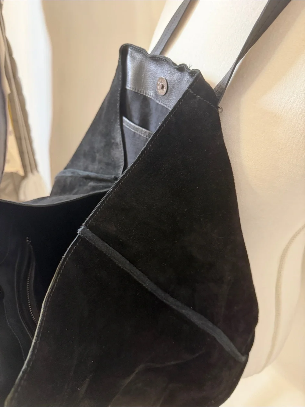 HAUTE HIPPIE, Black Suede Tote Bag with dual Straps
